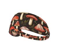 Elastic Sports Headband Hairband BROLEO Vintage Edible Mushrooms Printing Quick Drying, Moisture Wicking