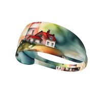 Elastic Sports Headband Hairband BROLEO Watercolor Lighthouse Fantasy Light Printing Quick Drying, Moisture Wicking