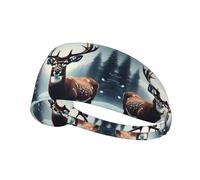 Elastic Sports Headband Hairband BROLEO Winter Nature Deer Printing Quick Drying, Moisture Wicking