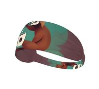 Elastic Sports Headband Hairband BROLEO Yoga Sloth Coffee Printing Quick Drying, Moisture Wicking