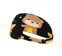 Elastic Sports Headband Hairband DDCXZPP Little Bear Holding a Star Printing Athletic Band for Women, Men