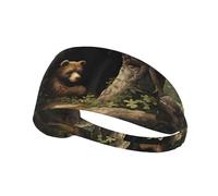 Elastic Sports Headband Hairband DDCXZPP Little Bear Living in a Tree Hole Printing Athletic Band for Women, Men