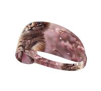 Elastic Sports Headband Hairband DDCXZPP Little Tiger Under The Cherry Blossom Tree Printing Athletic Band for Women, Men