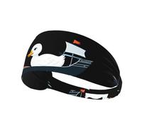 Elastic Sports Headband Hairband DDCXZPP Little White Duck on The Ship Printing Athletic Band for Women, Men