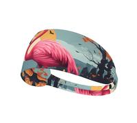 Elastic Sports Headband Hairband HYTTER Cartoon Halloween Flamingo Picture Spandex, Soft, Breathable, Quick-Dry