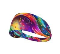 Elastic Sports Headband Hairband HYTTER Colorful Music Notes Picture Spandex, Soft, Breathable, Quick-Dry