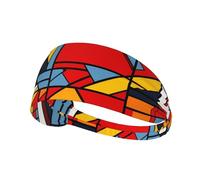 Elastic Sports Headband Hairband HYTTER Composition in red Yellow Blue and Black Picture Spandex, Soft, Breathable, Quick-Dry