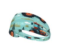 Elastic Sports Headband Hairband HYTTER Fantasy Farm Tractor Picture Spandex, Soft, Breathable, Quick-Dry