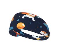 Elastic Sports Headband Hairband HYTTER Funny Astronaut Dinosaur Rocket Picture Spandex, Soft, Breathable, Quick-Dry