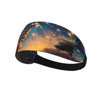 Elastic Sports Headband Hairband HYTTER Giraffe Chasing Stars Picture Spandex, Soft, Breathable, Quick-Dry