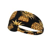 Elastic Sports Headband Hairband HYTTER Golden Pineapple Background Picture Spandex, Soft, Breathable, Quick-Dry