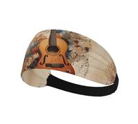 Elastic Sports Headband Hairband HYTTER Guitar Notes Picture Spandex, Soft, Breathable, Quick-Dry