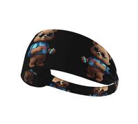 Elastic Sports Headband Hairband HYTTER Little Bear at Work Picture Spandex, Soft, Breathable, Quick-Dry