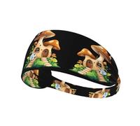 Elastic Sports Headband Hairband HYTTER Little Snail in The Mushroom House Picture Spandex, Soft, Breathable, Quick-Dry
