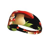 Elastic Sports Headband Hairband HYTTER Little Squirrel Picking a Giant Mushroom Picture Spandex, Soft, Breathable, Quick-Dry