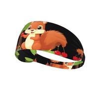 Elastic Sports Headband Hairband HYTTER Little Squirrel Under The Cherry Tree Picture Spandex, Soft, Breathable, Quick-Dry