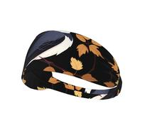 Elastic Sports Headband Hairband HYTTER Little Swallow with Dead Leaves Picture Spandex, Soft, Breathable, Quick-Dry