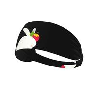 Elastic Sports Headband Hairband HYTTER Little White Rabbit in The Strawberry Picture Spandex, Soft, Breathable, Quick-Dry