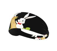 Elastic Sports Headband Hairband HYTTER Little White Rabbit on The Tree Picture Spandex, Soft, Breathable, Quick-Dry