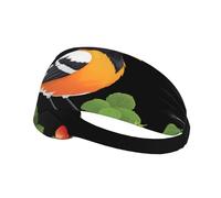 Elastic Sports Headband Hairband HYTTER Oriole Bird in The Strawberry Garden Picture Spandex, Soft, Breathable, Quick-Dry