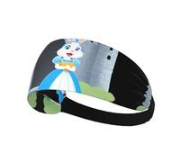 Elastic Sports Headband Hairband HYTTER Princess Rabbit in The Castle Picture Spandex, Soft, Breathable, Quick-Dry