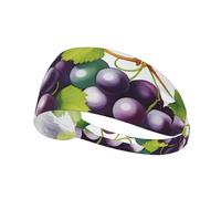 Elastic Sports Headband Hairband HYTTER Purple and Green Grapes Picture Spandex, Soft, Breathable, Quick-Dry