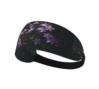Elastic Sports Headband Hairband HYTTER Purple Flowers on The Grass Picture Spandex, Soft, Breathable, Quick-Dry