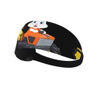 Elastic Sports Headband Hairband HYTTER Rabbit on The Tractor Picture Spandex, Soft, Breathable, Quick-Dry