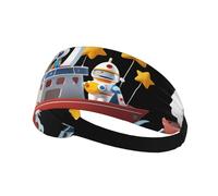 Elastic Sports Headband Hairband HYTTER Robot on a Boat Picture Spandex, Soft, Breathable, Quick-Dry