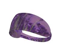 Elastic Sports Headband Hairband HYTTER Romantic Purple Lavender Picture Spandex, Soft, Breathable, Quick-Dry