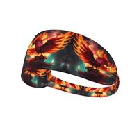 Elastic Sports Headband Hairband JKIEGOQ A Cartoon Phoenix Printed Spandex, Soft, Breathable, Quick-Dry