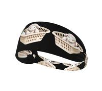 Elastic Sports Headband Hairband JKIEGOQ Lamb Doll in The Laundry Basket Printed Spandex, Soft, Breathable, Quick-Dry