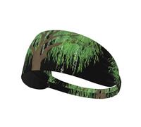 Elastic Sports Headband Hairband JKIEGOQ Lifelike Willow Tree Printed Spandex, Soft, Breathable, Quick-Dry