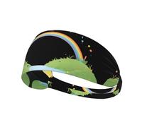 Elastic Sports Headband Hairband JKIEGOQ Little Ant's Rainbow Bridge Printed Spandex, Soft, Breathable, Quick-Dry