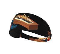 Elastic Sports Headband Hairband JKIEGOQ Little Bear Playing The Organ Printed Spandex, Soft, Breathable, Quick-Dry