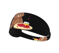 Elastic Sports Headband Hairband JKIEGOQ Little Bear Spilled The jam at The Picnic Printed Spandex, Soft, Breathable, Quick-Dry
