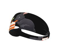 Elastic Sports Headband Hairband JKIEGOQ Little Black Rabbit Eating Carrot Cake Printed Spandex, Soft, Breathable, Quick-Dry