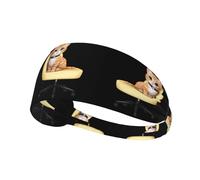 Elastic Sports Headband Hairband JKIEGOQ Little cat on The Swivel Chair Printed Spandex, Soft, Breathable, Quick-Dry