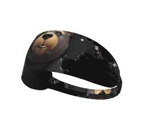 Elastic Sports Headband Hairband JKIEGOQ Melted Leather Bear Printed Spandex, Soft, Breathable, Quick-Dry