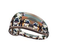 Elastic Sports Headband Hairband LAABBE English Bulldogs Printed Quick Drying, Moisture Wicking