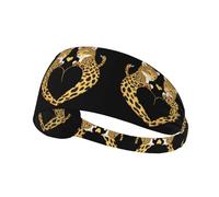 Elastic Sports Headband Hairband LAABBE I love you surrounded by leopard print Printed Quick Drying, Moisture Wicking