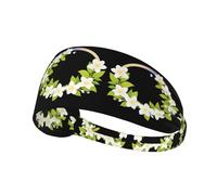 Elastic Sports Headband Hairband LAABBE Jasmine Rainbow Flower Printed Quick Drying, Moisture Wicking