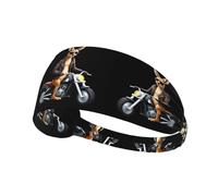 Elastic Sports Headband Hairband LAABBE Kangaroo riding a motorcycle Printed Quick Drying, Moisture Wicking