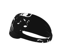 Elastic Sports Headband Hairband LAABBE Kitten listening to musical notes Printed Quick Drying, Moisture Wicking