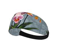 Elastic Sports Headband Hairband MJHKXLJ Blooming Orchids Printing Spandex, Soft, Breathable, Quick-Dry