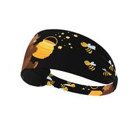 Elastic Sports Headband Hairband MJHKXLJ Honeypot Bear is Chased by Bees Printing Spandex, Soft, Breathable, Quick-Dry