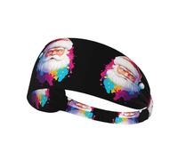 Elastic Sports Headband Hairband MJHKXLJ Ink Painting of Santa Claus Printing Spandex, Soft, Breathable, Quick-Dry