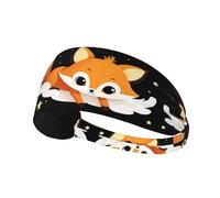 Elastic Sports Headband Hairband MJHKXLJ Little Fox Flying in The Starry Sky Printing Spandex, Soft, Breathable, Quick-Dry