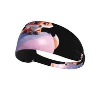 Elastic Sports Headband Hairband MJHKXLJ Little Fox on The Pink Planet Printing Spandex, Soft, Breathable, Quick-Dry
