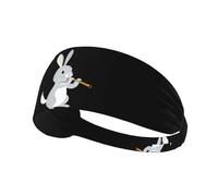 Elastic Sports Headband Hairband MJHKXLJ Little Gray Rabbit Playing The Flute Printing Spandex, Soft, Breathable, Quick-Dry